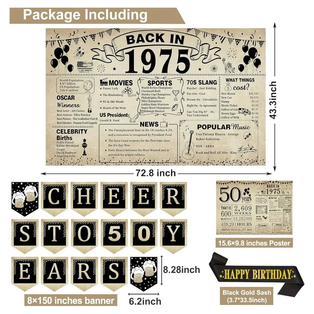 Cheers to 50 Years Party Decoration Set